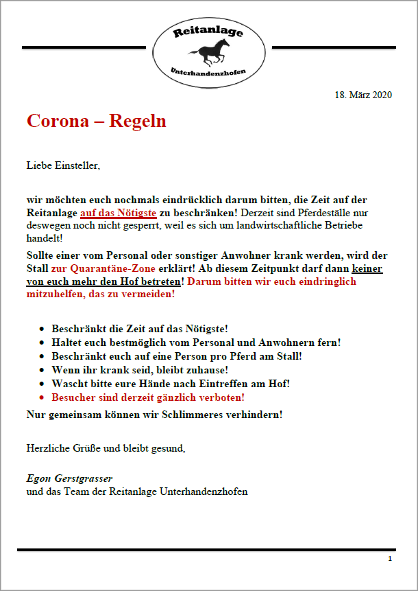 Corona Regelung